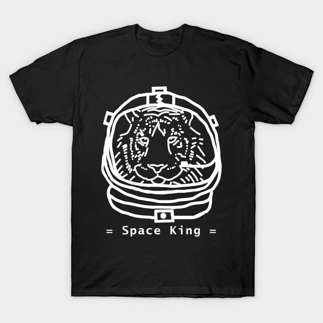 White Line Space Astronaut Tiger Portrait T-Shirt by ellenhenryart